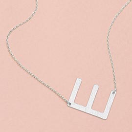 -E- White Gold Dipped Monogram Pendant Necklace